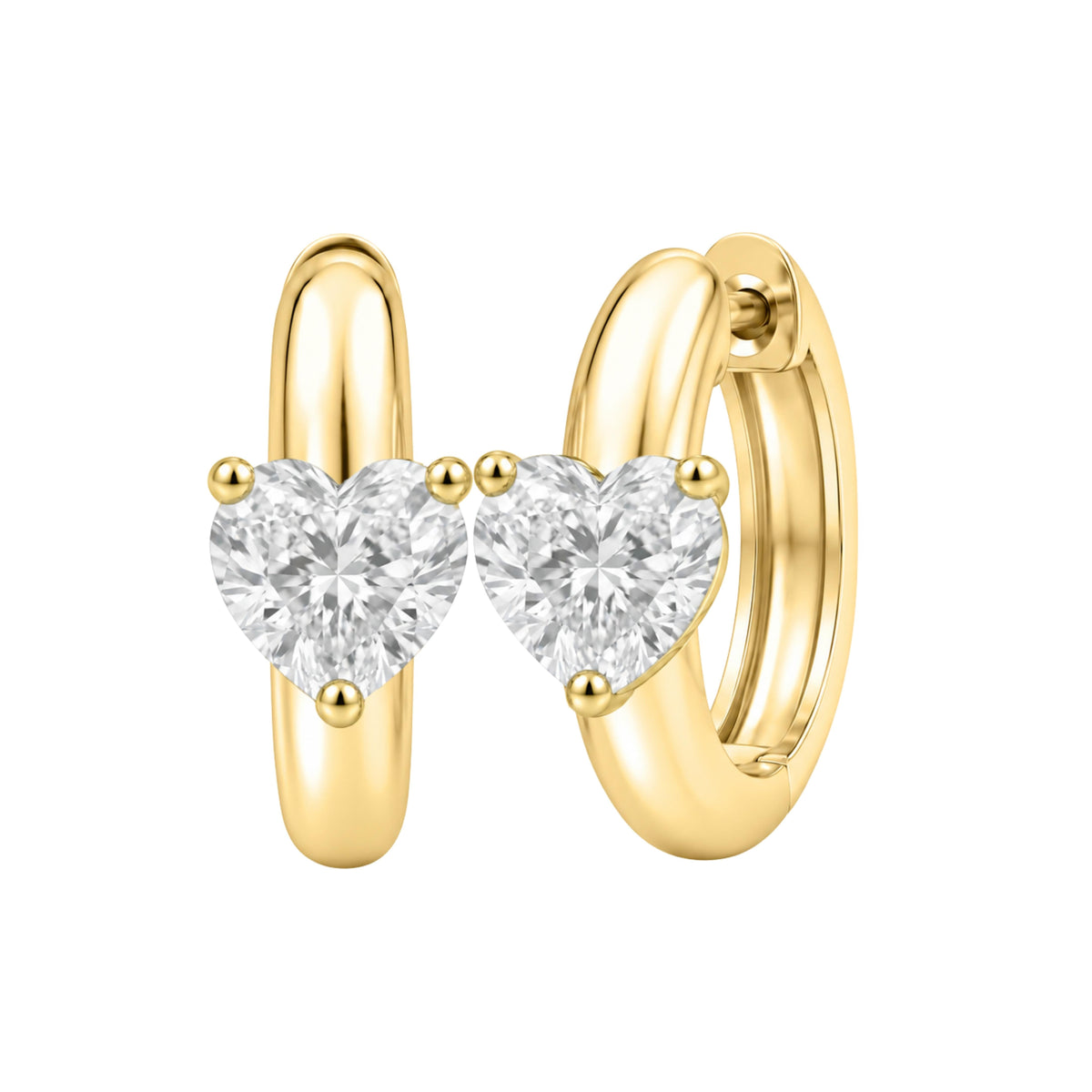 Lab-Grown Diamond Heart Hoop Earrings in 14K White Gold or 14K Yellow Gold