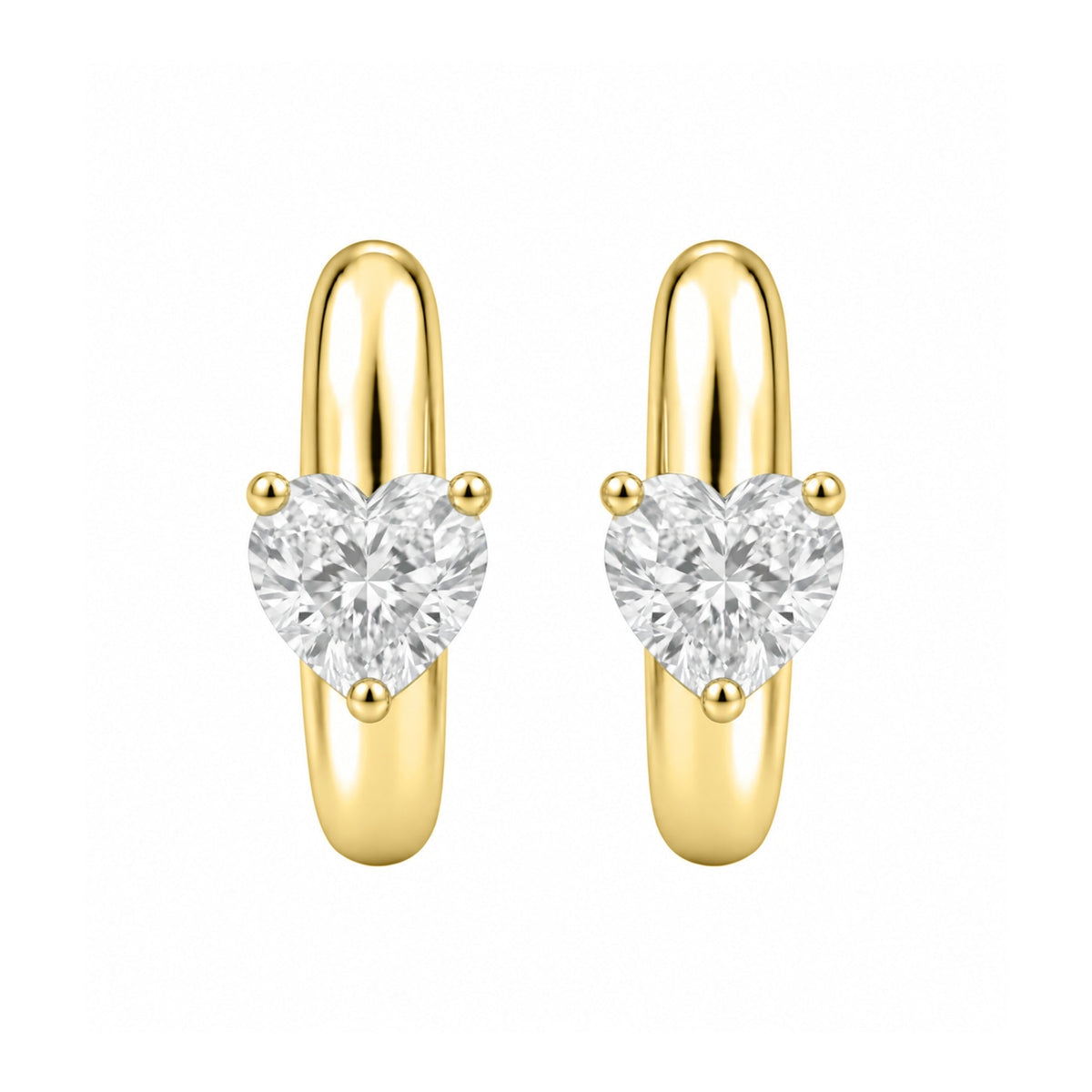 Lab-Grown Diamond Heart Hoop Earrings in 14K White Gold or 14K Yellow Gold