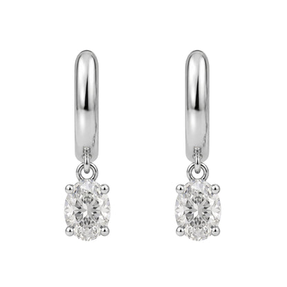 Lab-Grown Diamond Oval Hoop Earrings in 14K White Gold or 14K Yellow Gold