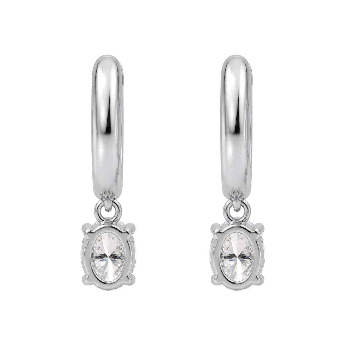 Lab-Grown Diamond Oval Hoop Earrings in 14K White Gold or 14K Yellow Gold
