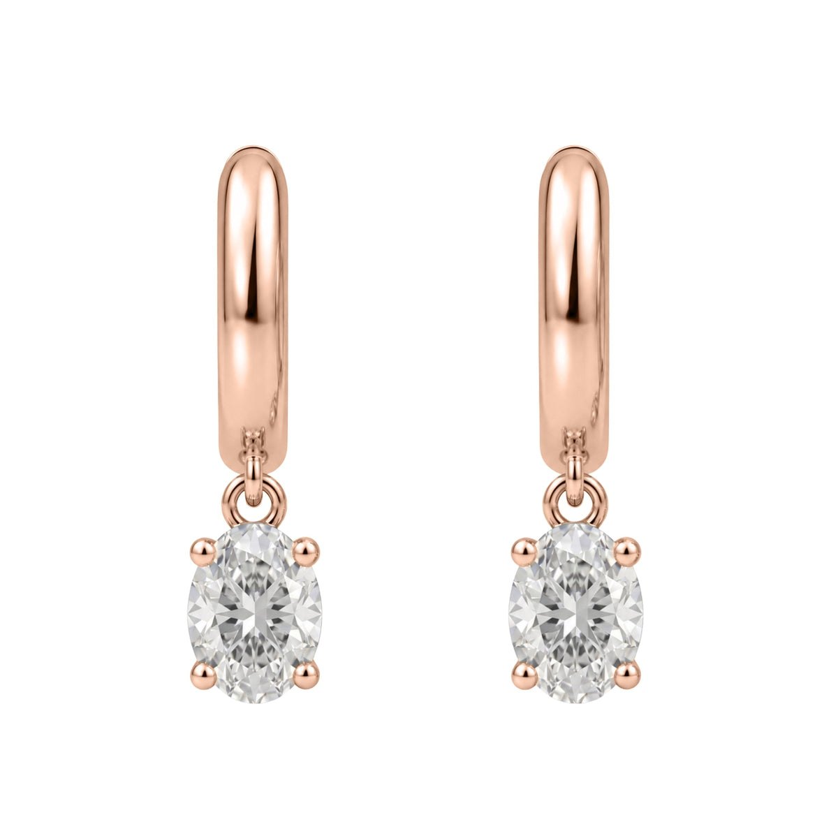 Lab-Grown Diamond Oval Hoop Earrings in 14K White Gold or 14K Yellow Gold