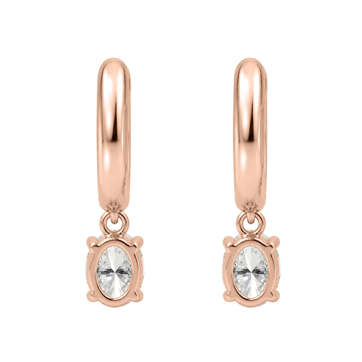 Lab-Grown Diamond Oval Hoop Earrings in 14K White Gold or 14K Yellow Gold