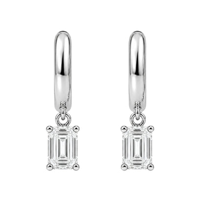 Lab-Grown Diamond Emerald-Cut Hoop Earrings in 14K White Gold or 14K Yellow Gold
