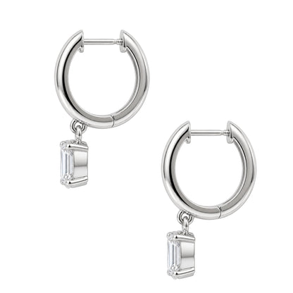 Lab-Grown Diamond Emerald-Cut Hoop Earrings in 14K White Gold or 14K Yellow Gold