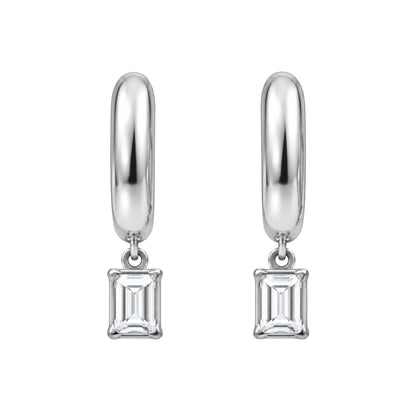 Lab-Grown Diamond Emerald-Cut Hoop Earrings in 14K White Gold or 14K Yellow Gold
