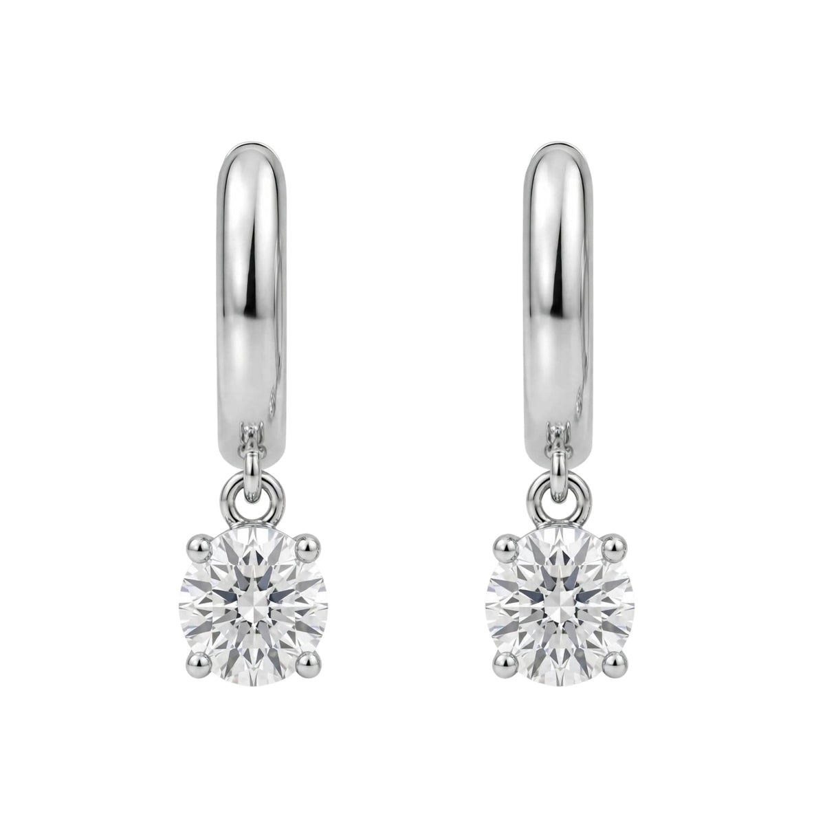 Lab-Grown Diamond Round Hoop Earrings in 14K White Gold or 14K Yellow Gold