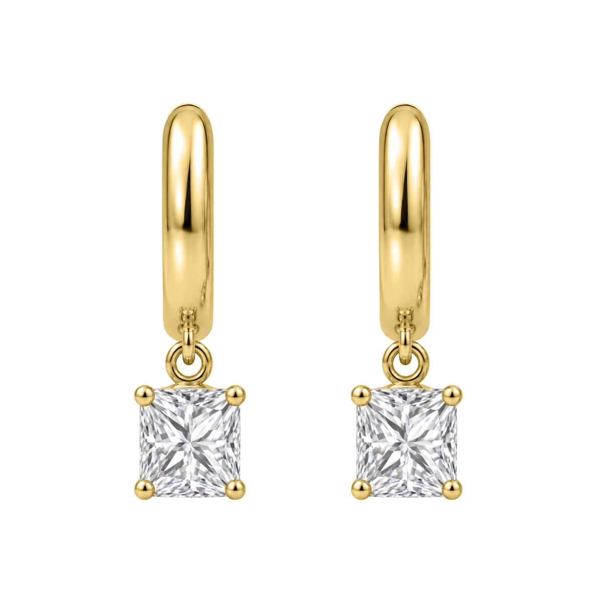 Lab-Grown Diamond Princess Hoop Earrings in 14K White Gold or 14K Yellow Gold