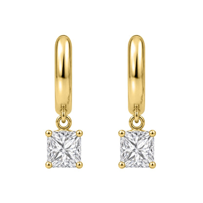 Lab-Grown Diamond Princess Hoop Earrings in 14K White Gold or 14K Yellow Gold