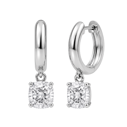 Lab-Grown Diamond Cushion Hoop Earrings in 14K White Gold or 14K Yellow Gold