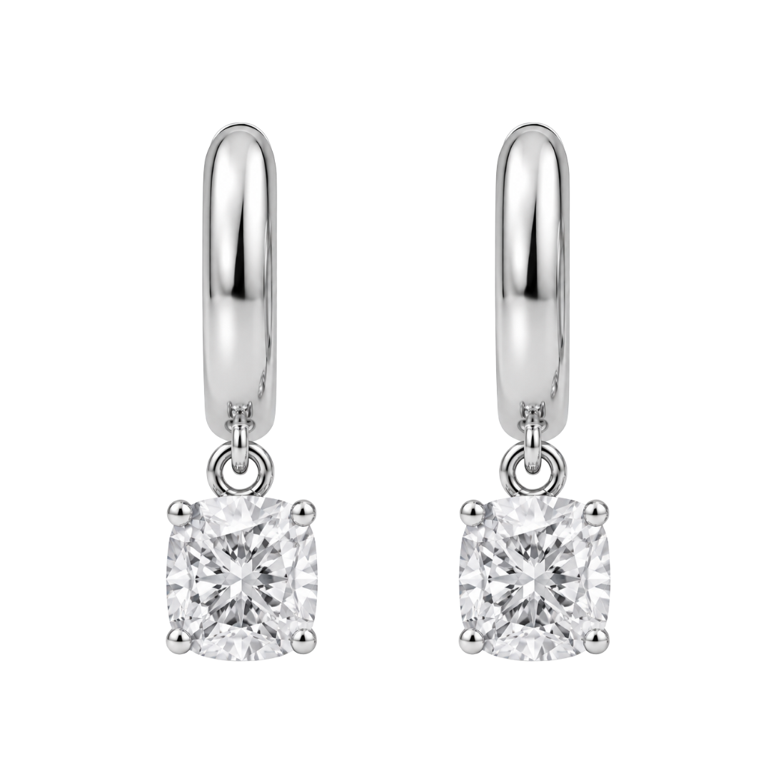 Lab-Grown Diamond Cushion Hoop Earrings in 14K White Gold or 14K Yellow Gold