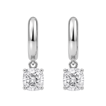 Lab-Grown Diamond Cushion Hoop Earrings in 14K White Gold or 14K Yellow Gold