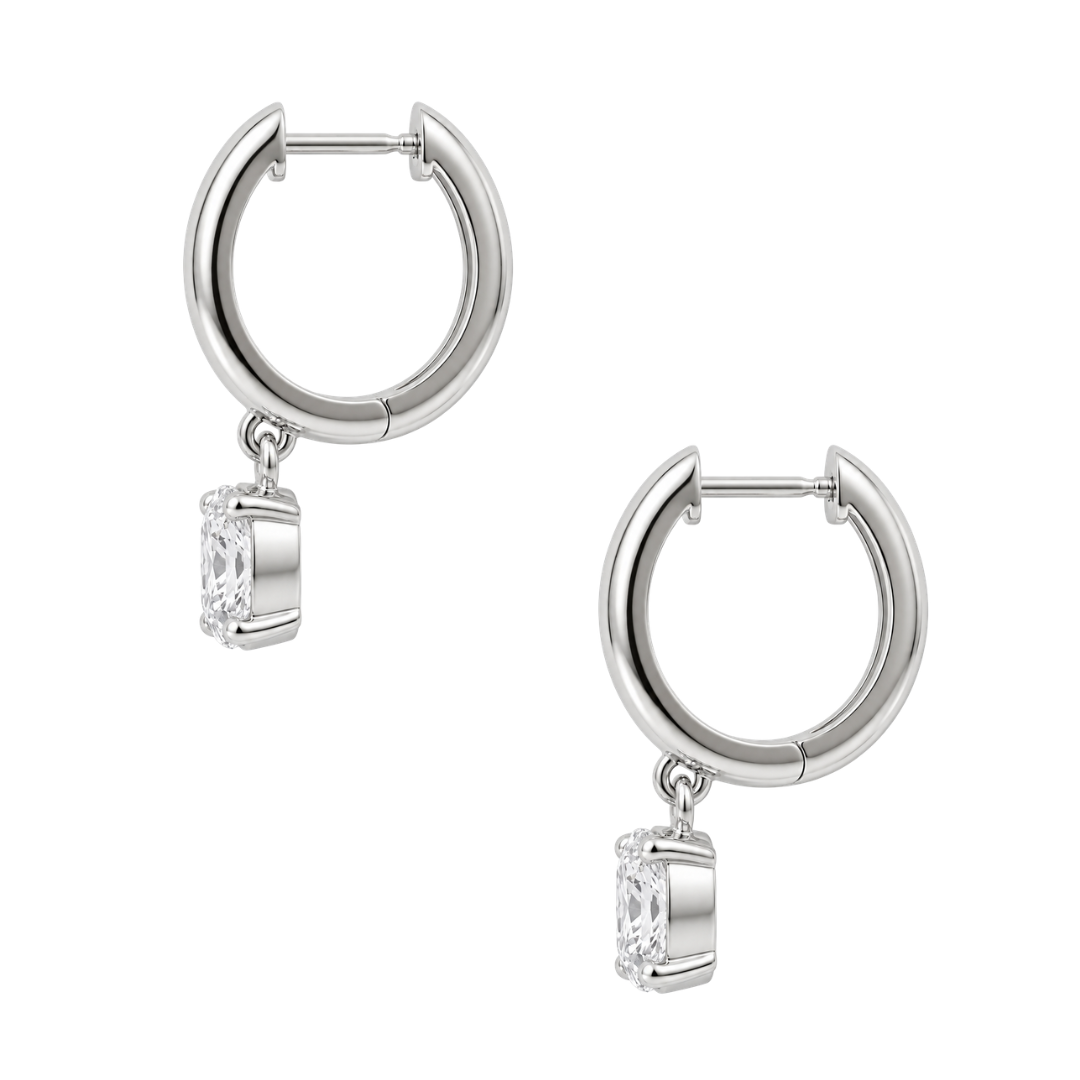 Lab-Grown Diamond Cushion Hoop Earrings in 14K White Gold or 14K Yellow Gold