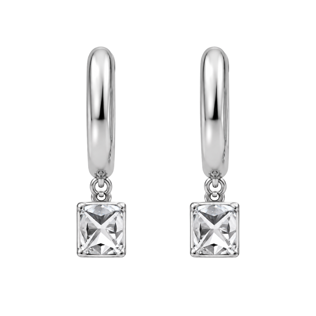 Lab-Grown Diamond Cushion Hoop Earrings in 14K White Gold or 14K Yellow Gold