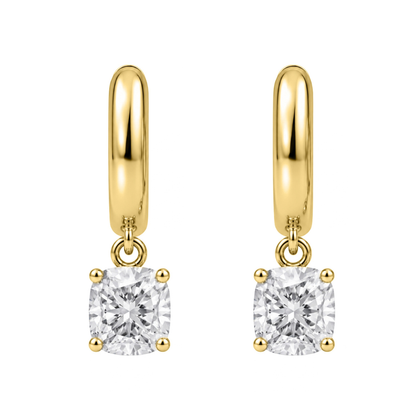 Lab-Grown Diamond Cushion Hoop Earrings in 14K White Gold or 14K Yellow Gold