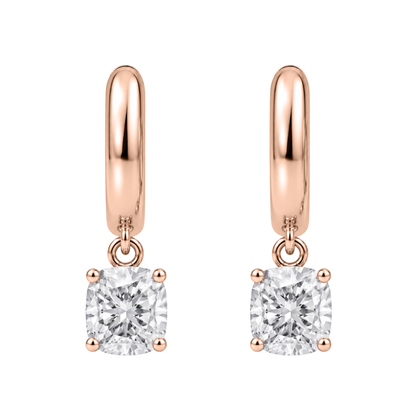 Lab-Grown Diamond Cushion Hoop Earrings in 14K White Gold or 14K Yellow Gold