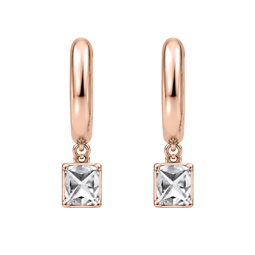 Lab-Grown Diamond Cushion Hoop Earrings in 14K White Gold or 14K Yellow Gold