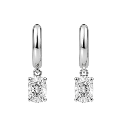 Lab-Grown Diamond Long Cushion Hoop Earrings in 14K White Gold or 14K Yellow Gold