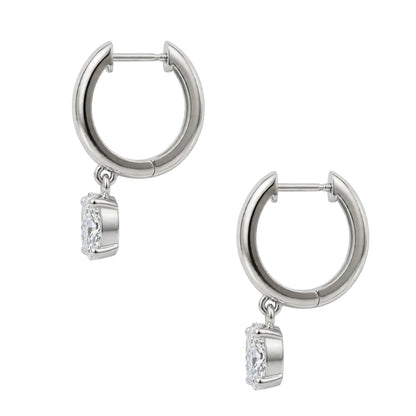 Lab-Grown Diamond Long Cushion Hoop Earrings in 14K White Gold or 14K Yellow Gold