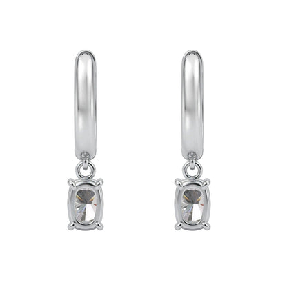 Lab-Grown Diamond Long Cushion Hoop Earrings in 14K White Gold or 14K Yellow Gold