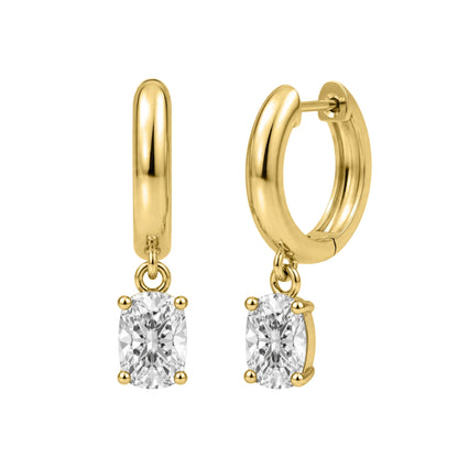 Lab-Grown Diamond Long Cushion Hoop Earrings in 14K White Gold or 14K Yellow Gold