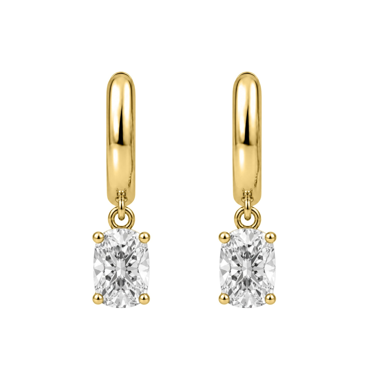 Lab-Grown Diamond Long Cushion Hoop Earrings in 14K White Gold or 14K Yellow Gold
