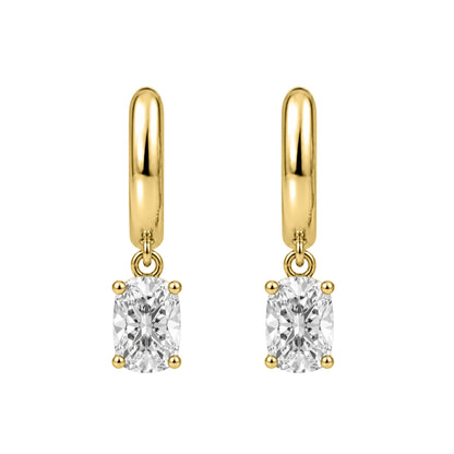 Lab-Grown Diamond Long Cushion Hoop Earrings in 14K White Gold or 14K Yellow Gold
