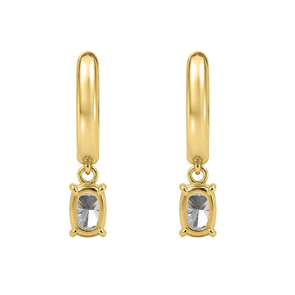 Lab-Grown Diamond Long Cushion Hoop Earrings in 14K White Gold or 14K Yellow Gold