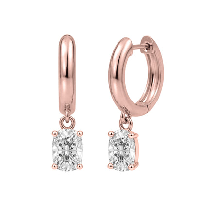 Lab-Grown Diamond Long Cushion Hoop Earrings in 14K White Gold or 14K Yellow Gold