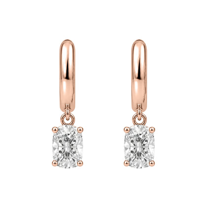 Lab-Grown Diamond Long Cushion Hoop Earrings in 14K White Gold or 14K Yellow Gold