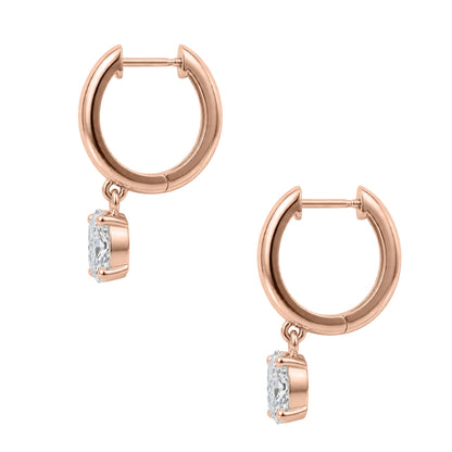 Lab-Grown Diamond Long Cushion Hoop Earrings in 14K White Gold or 14K Yellow Gold
