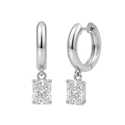 Lab-Grown Diamond Radiant Hoop Earrings in 14K White Gold or 14K Yellow Gold