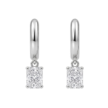 Lab-Grown Diamond Radiant Hoop Earrings in 14K White Gold or 14K Yellow Gold