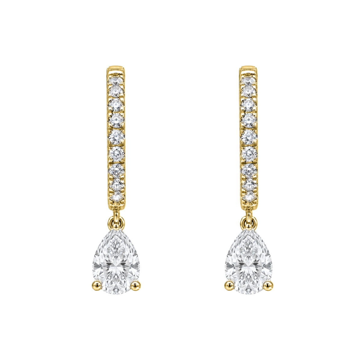 Lab-Grown Diamond Pear With Round Hoop Earrings in 14K White Gold or 14K Yellow Gold