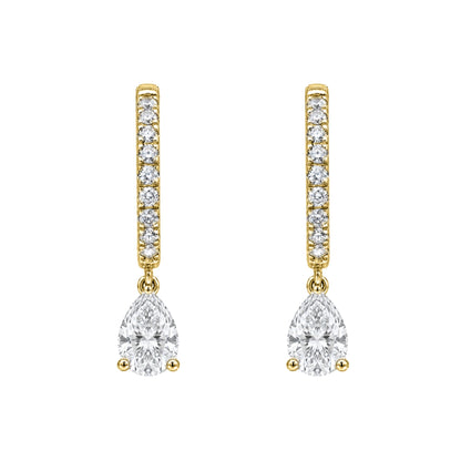 Lab-Grown Diamond Pear With Round Hoop Earrings in 14K White Gold or 14K Yellow Gold