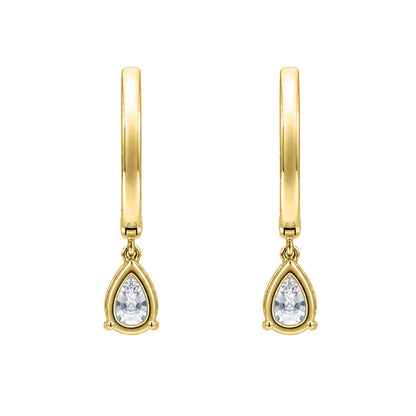 Lab-Grown Diamond Pear With Round Hoop Earrings in 14K White Gold or 14K Yellow Gold