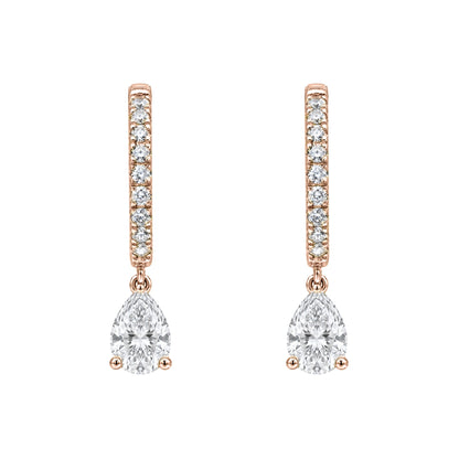 Lab-Grown Diamond Pear With Round Hoop Earrings in 14K White Gold or 14K Yellow Gold