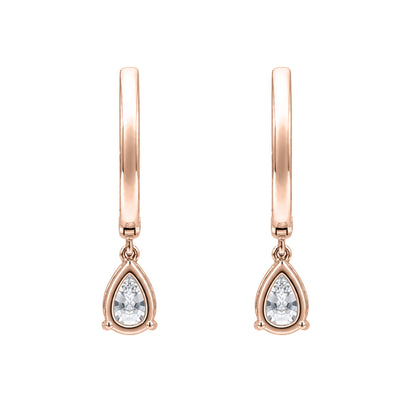 Lab-Grown Diamond Pear With Round Hoop Earrings in 14K White Gold or 14K Yellow Gold