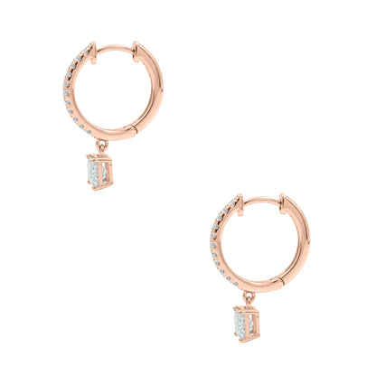 Lab-Grown Diamond Princess With Round Hoop Earrings in 14K White Gold or 14K Yellow Gold
