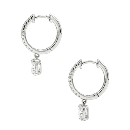 Lab-Grown Diamond Long Cushion With Round Hoop Earrings in 14K White Gold or 14K Yellow Gold