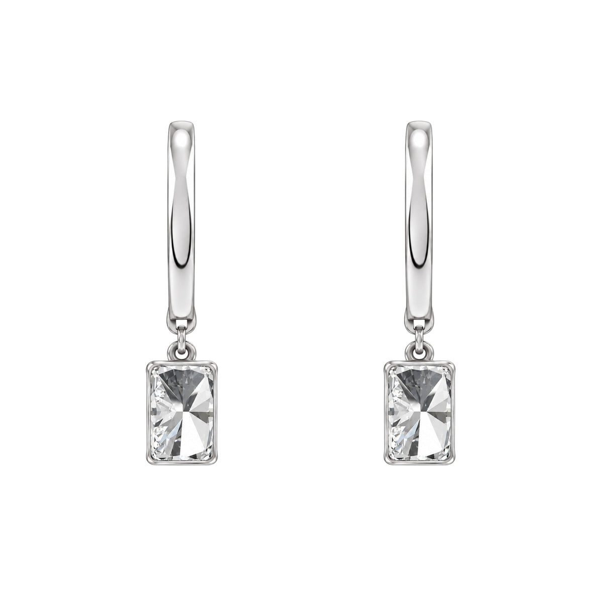 Lab-Grown Diamond Long Cushion With Round Hoop Earrings in 14K White Gold or 14K Yellow Gold
