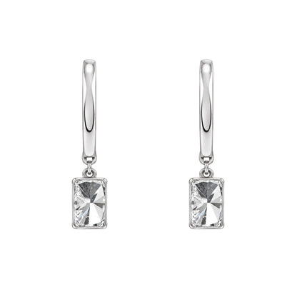 Lab-Grown Diamond Long Cushion With Round Hoop Earrings in 14K White Gold or 14K Yellow Gold