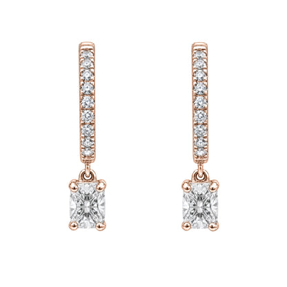 Lab-Grown Diamond Long Cushion With Round Hoop Earrings in 14K White Gold or 14K Yellow Gold