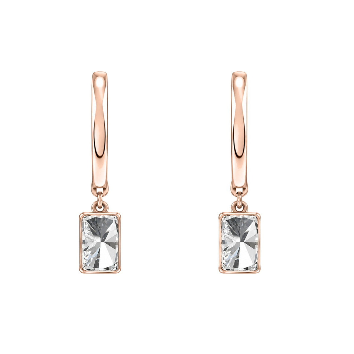 Lab-Grown Diamond Long Cushion With Round Hoop Earrings in 14K White Gold or 14K Yellow Gold