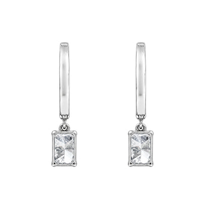 Lab-Grown Diamond Radiant With Round Hoop Earrings in 14K White Gold or 14K Yellow Gold