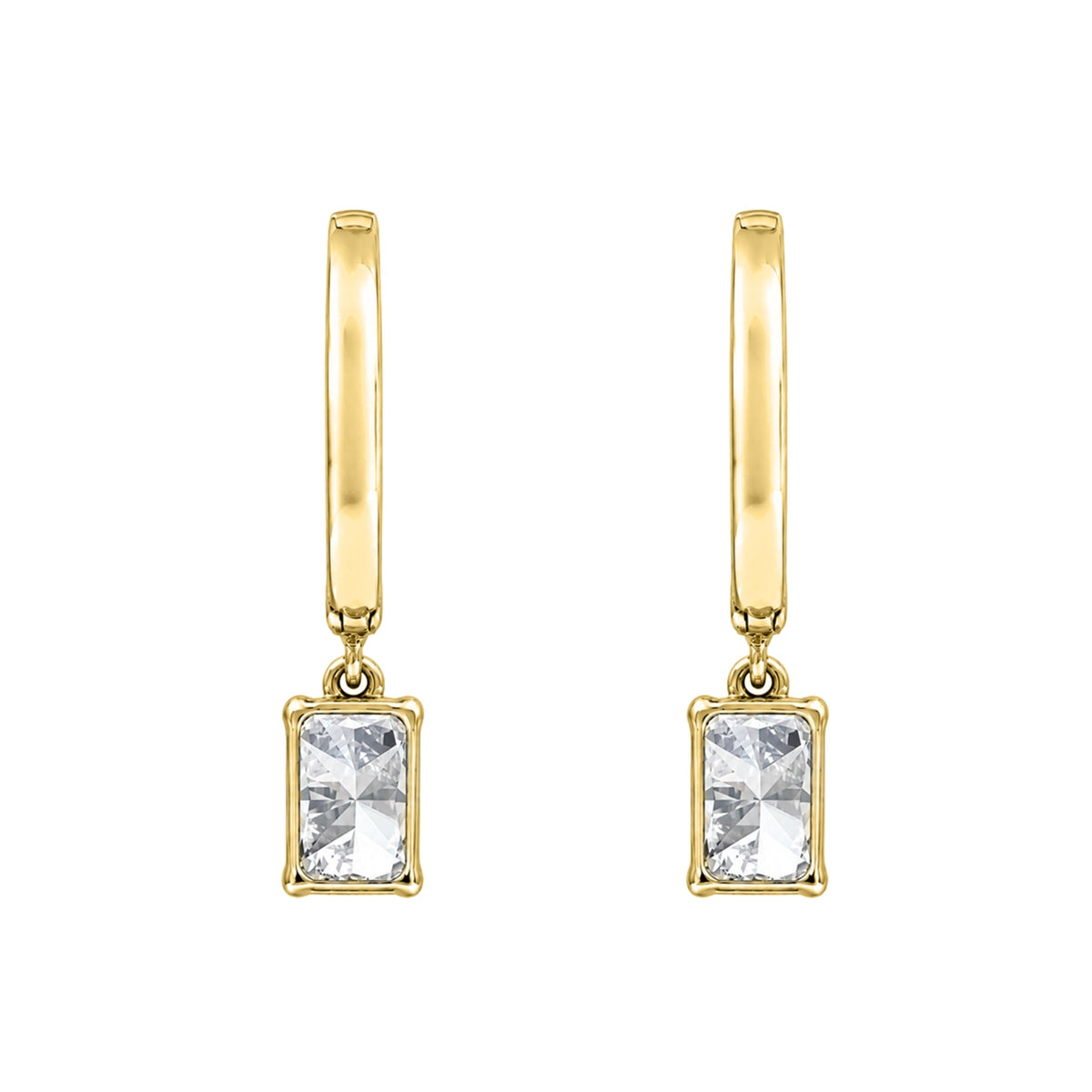 Lab-Grown Diamond Radiant With Round Hoop Earrings in 14K White Gold or 14K Yellow Gold