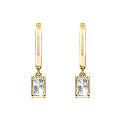 Lab-Grown Diamond Radiant With Round Hoop Earrings in 14K White Gold or 14K Yellow Gold