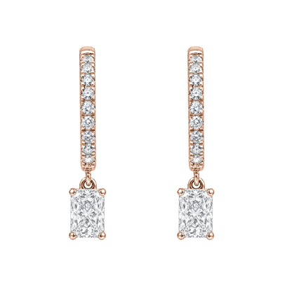 Lab-Grown Diamond Radiant With Round Hoop Earrings in 14K White Gold or 14K Yellow Gold