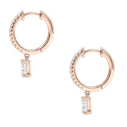 Lab-Grown Diamond Radiant With Round Hoop Earrings in 14K White Gold or 14K Yellow Gold