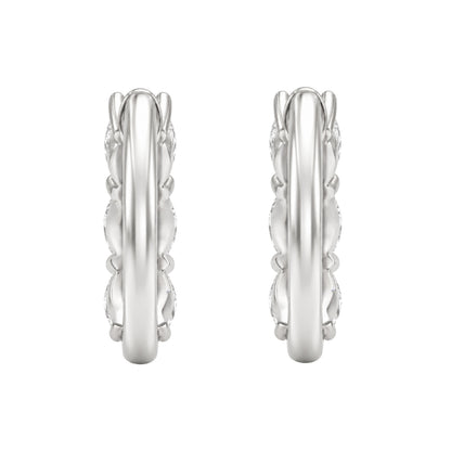 Lab-Grown Diamond 3 Stone Hoop Earrings in 14K White Gold or 14K Yellow Gold