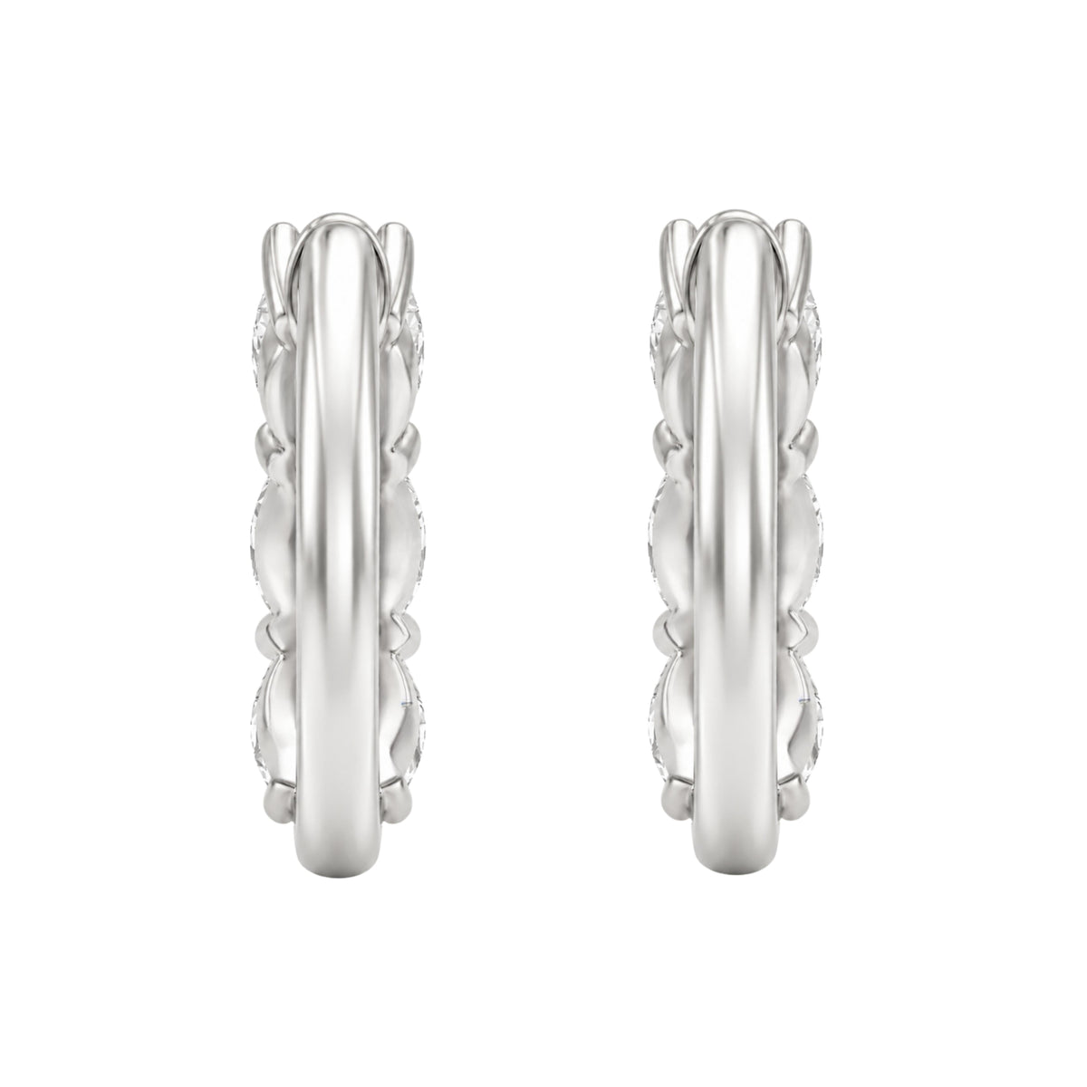 Lab-Grown Diamond Oval Hoop Earrings in 14K White Gold or 14K Yellow Gold